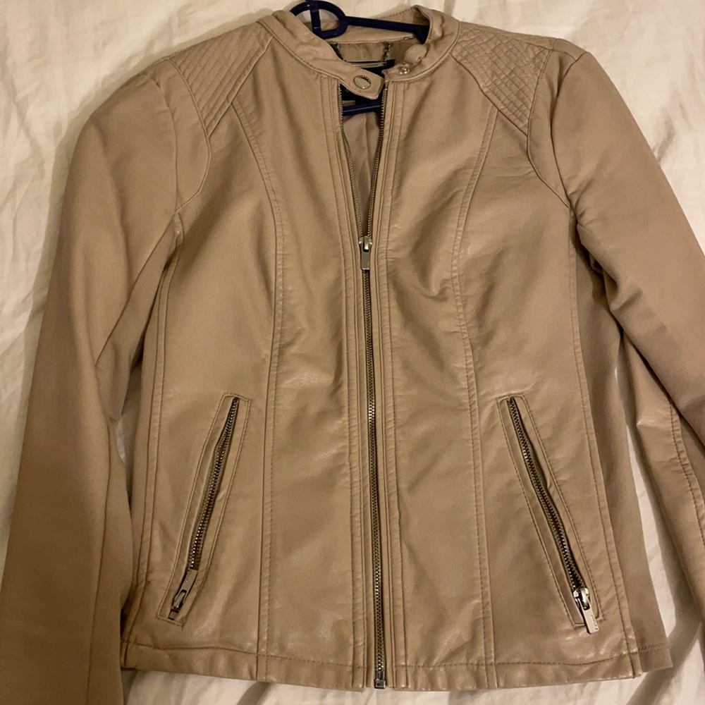 Beautiful beige faux leather jacket
